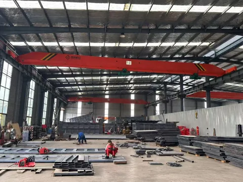 Truck body frames and panels in the welding work area
